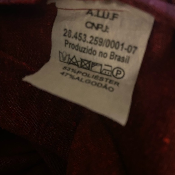 ALUF Brazilian Designer Docs Burgundy Pleated Barrel Leg Cottagecore Jumpsuit M - Picture 15 of 16